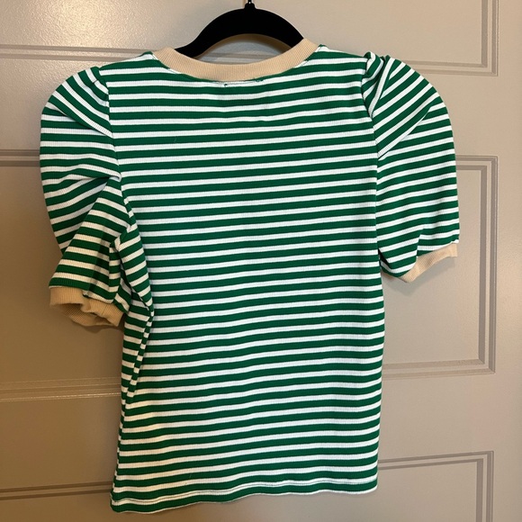 Maeve Puff-Sleeve Striped Top in Green. Size small. Worn once, great condition. - Picture 4 of 5